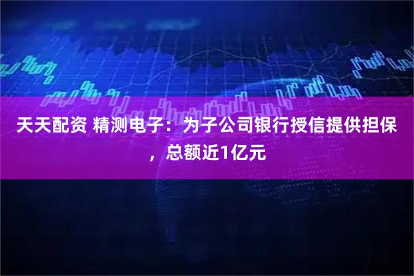 天天配资 精测电子：为子公司银行授信提供担保，总额近1亿元